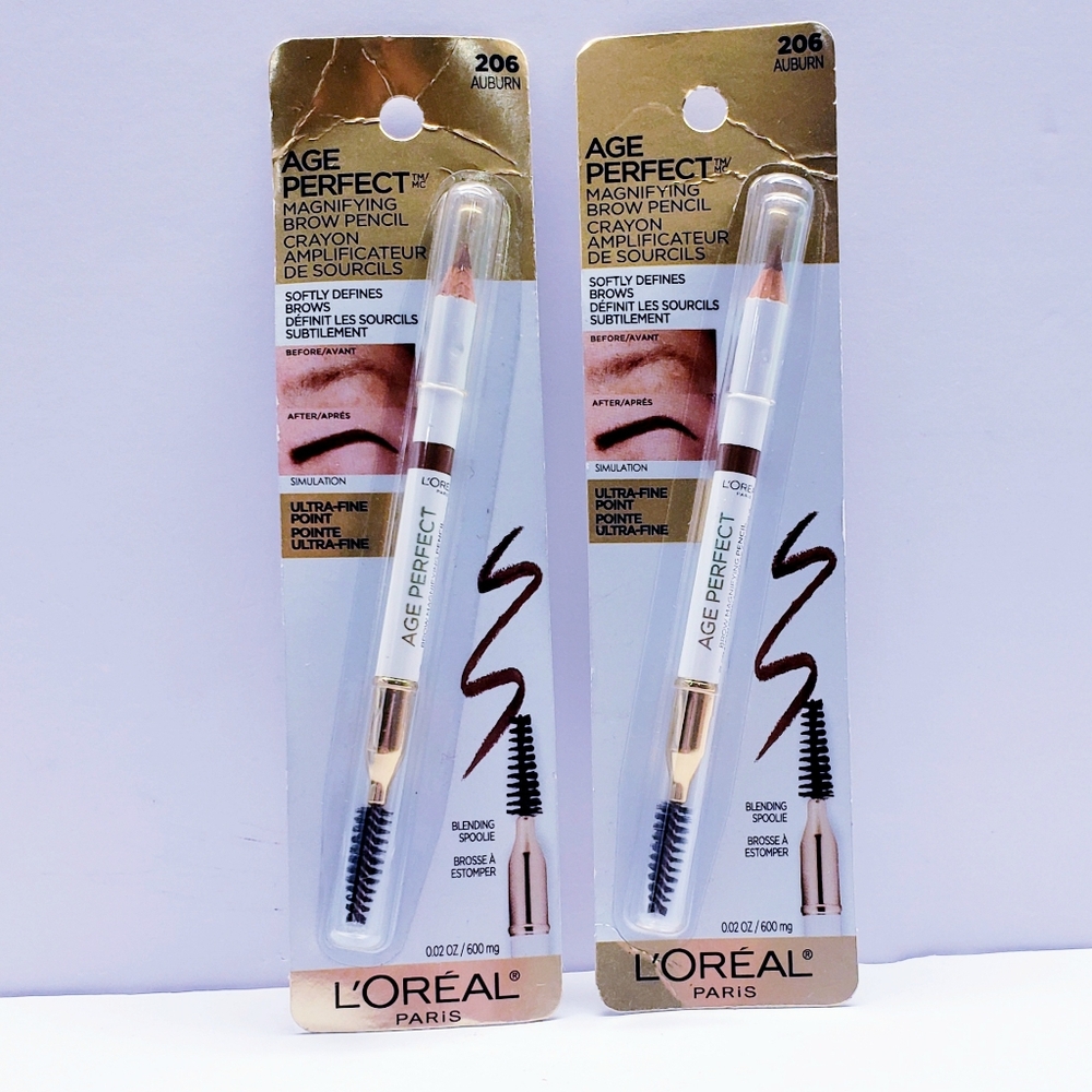 L’Oréal Paris Age Perfect Brow Magnifying Pencil with Vit E, 206 Auburn(2 pack)